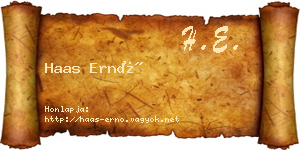 Haas Ernő névjegykártya